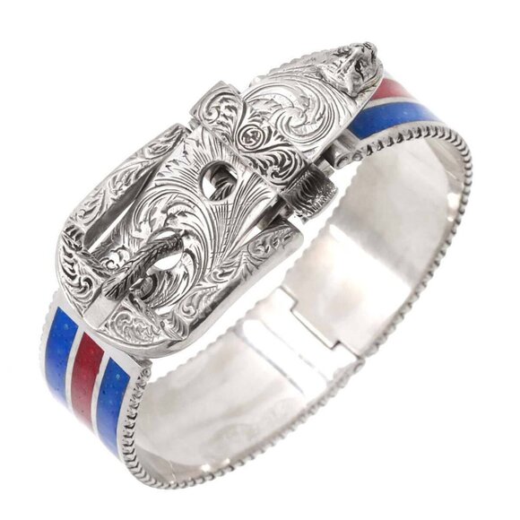 GUCCI Vintage Enamel Bracelet SV 925 Silver 90264002 - Picture 1 of 9